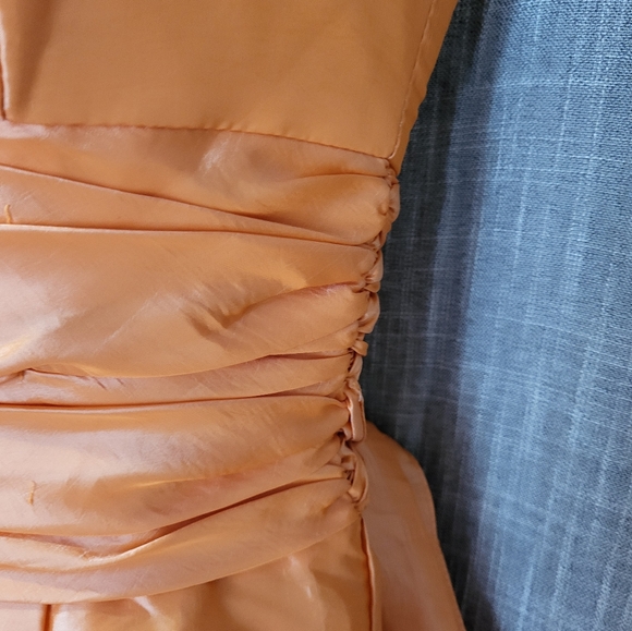 🎃ORANGE STRAPLESS RUFFLE PROM, HOMECOMING DRESS 90s does 50s Halloween - Picture 7 of 16